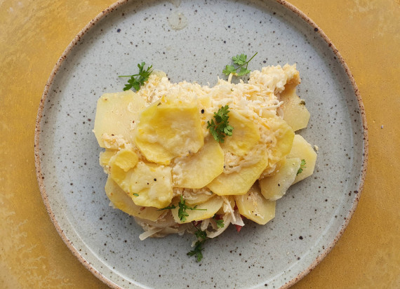 Tartiflette met gerookt spek en reblochon